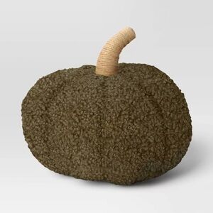 Threshold Teddy Boucle Shaped Pumpkin Throw Pillow Dark Green